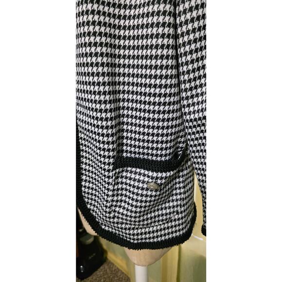 Houndstooth Anthony Richards Black White Vintage Open Blazer size 16 academia - Picture 2 of 6